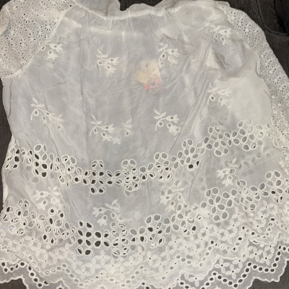 NWT JOHNNY WAS "Lilith" White Off-Shoulder Peasant Top Eyelet Tunic Size XXL - Picture 7 of 7